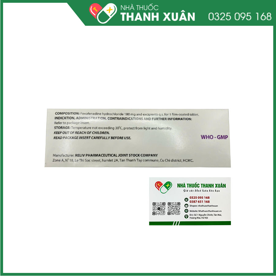 Bixofen 180mg điều trị viêm mũi dị ứng, mẩn ngứa, mày đay